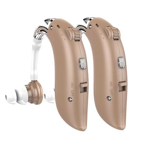 Rechargeable Hearing Aids for Seniors, Type-C, Noise Canceling, Beige
