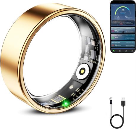 Smart Ring Health Tracker for Men & Women, Heart Rate, SpO2, Sleep, Waterproof