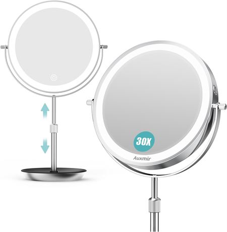 Auxmir Miroir grossissant x1/30 lumi re, 22,9 cm, miroir lumineux rechargeable