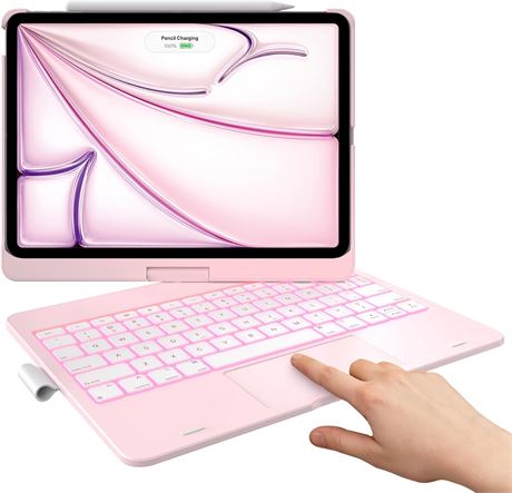 typecase Keyboard Case for iPad Air 11" & Pro 11, 360  Rotatable, Backlit, Pink
