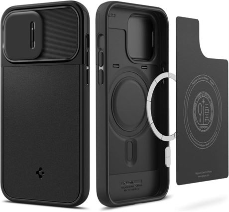 Coque Spigen iPhone 14 Pro Max Optik Armor MagFit noire