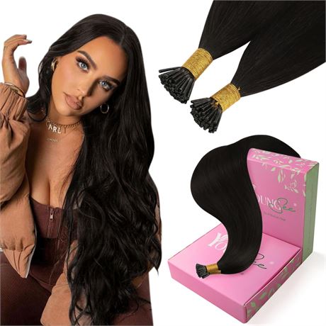 YoungSee extensions cheveux I-Tip brun foncé 18" 50 g cheveux humains