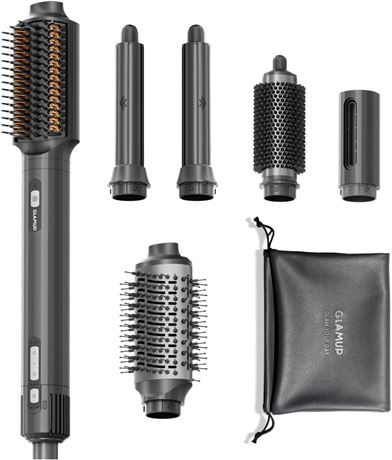 GLAMUP FusionPro 6-in-1 Hot Air Styler: Wrap Curler, Thermal Brush, Dryer