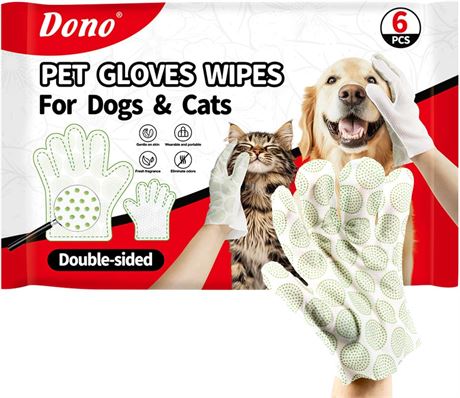 Dono Dog & Cat Bathing Wipes Gloves 30Pcs, No-Rinse Grooming Wipes for Paws