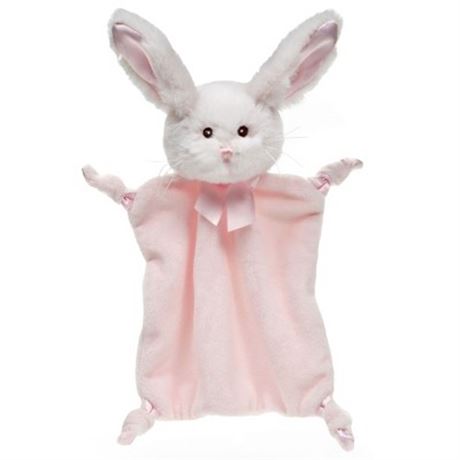 Bearington Baby Wee Cottontail Pink Bunny Lovey Blanket, 8"x7"