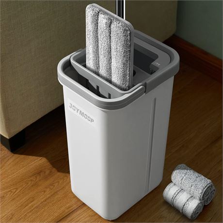JOYMOOP Hands Free Floor Mop & Bucket with Wringer, 3 Microfiber Mops, Wet/Dry