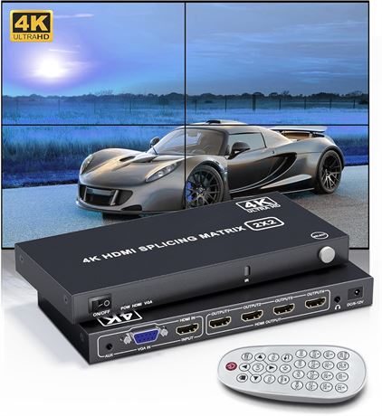 Contr leur mural 2x2 4K UHD, HDMI pour 4  crans, 8 modes  pissure