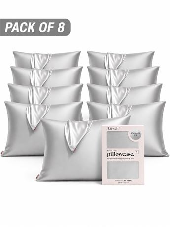 Kitsch Satin Pillowcase with Zipper - Standard Size, Silver