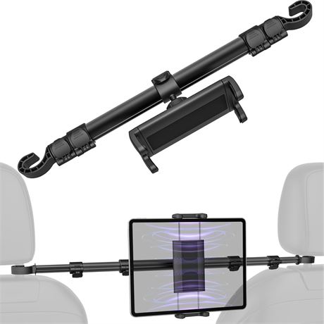 Car Headrest Tablet Mount, Anti-Shake Backseat Holder for Kids, 83cm Width