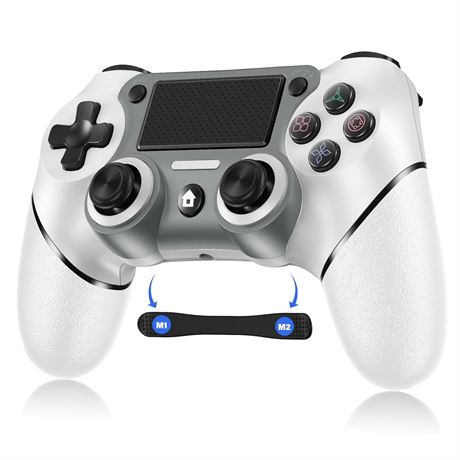 Sombbry PS4 Wireless Controller, White Dual Vibration, 6-Axis, Touch Pad
