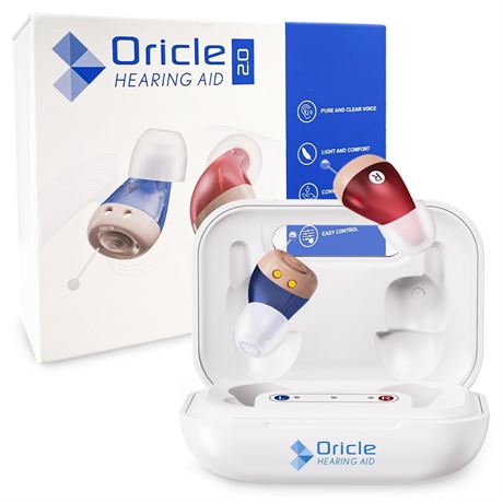 Oricle 2.0 Hearing Aids for Seniors - Noise Cancellation, Portable Case