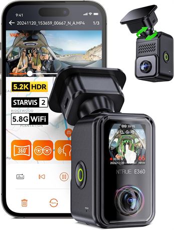 Vantrue E360 5.2K 360° Dash Cam Dual STARVIS 2