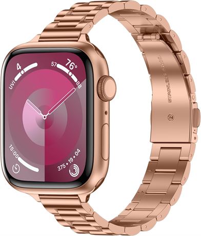 Tasikar Stainless Steel Band for Apple Watch 49-38mm, Rose Gold Replacement