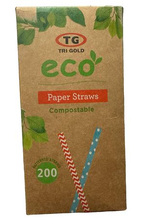 200 Pack Patterned Straws, Pink and Blue Disposable Drinking Straws