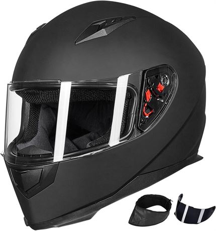 ILM Full Face Motorcycle Helmet – XL, Matte Black, 2 Visors