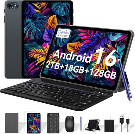 TABWEE Android 16 Tablet 2026 with Keyboard, 18GB RAM +128GB ROM