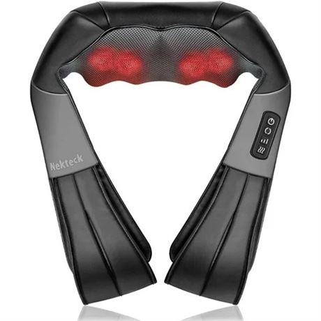 Nekteck Shiatsu Neck & Back Massager with Soothing Heat, 3D Kneading Pillow