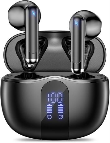 Wireless Earbuds Bluetooth 5.4 Bass 4 ENC Mic, 50H Playback, IPX7 Waterproof