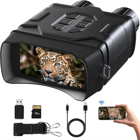 Digital Infrared Night Vision Goggles 4'/3' Night Vision in Darkness, 4K Video