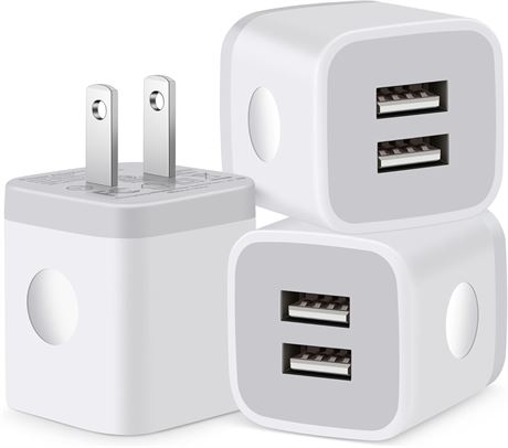 USINFLY USB Wall Charger – 3-Pack Dual Port 2.1A