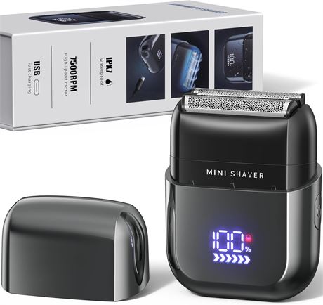 Telfun rasoirs  lectriques en aluminium pour homme, USB-C,  tanche, LED