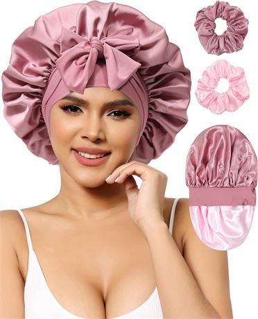 Bonnet AWAYTR Satin Double Layer Sleep Cap Cheveux Bouclés