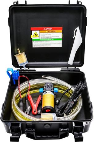 12V Fuel Transfer Pump Set - Moves Up to 85 GPH Gas/Diesel, 70W Boost Kit