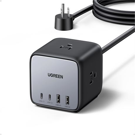 UGREEN 65W USB-C Power Bar Charger with 3 AC Outlets 6ft Cord