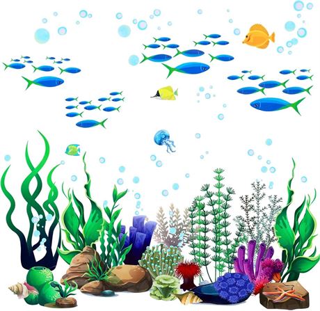 Under The Sea Wall Decals: Coral Reef & Seaweed Ocean Wall Stickers