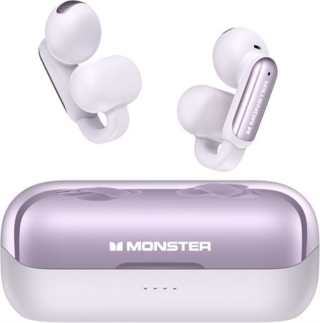 Écouteurs Monster Open AC601 Bluetooth 5.4 clip confort IPX5 32h violet
