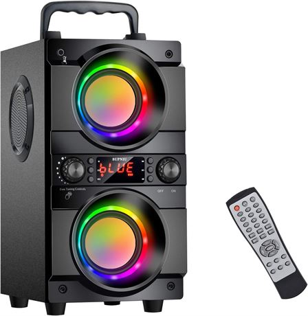 60W (80W Peak) Portable Bluetooth Speaker with Double Subwoofer, BT 5.0
