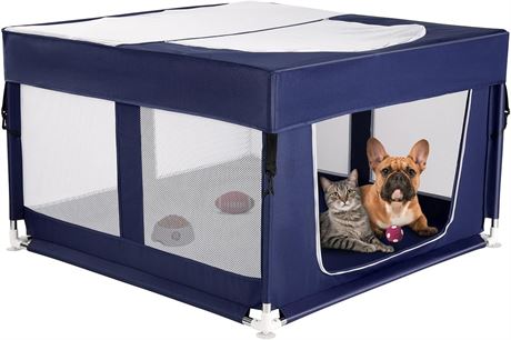 Parc de jeu chien 42x42x26 po avec portail, int rieur/ext rieur