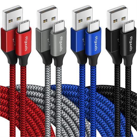 etguuds USB-A to USB-C Cable 3A Fast Charging, 4-Pack, 3ft Nylon Braided