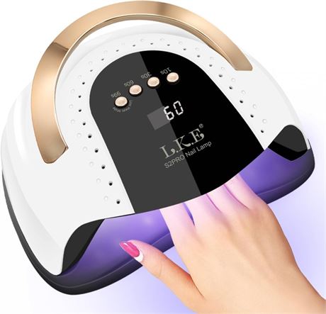Lampe UV ongles 268W LKE séchage vernis gel pro 4 minuteries capteur auto