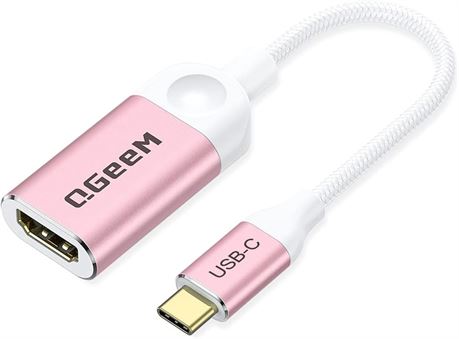 Adaptateur QGeeM USB-C vers HDMI 4K, Thunderbolt 3/4, Rose