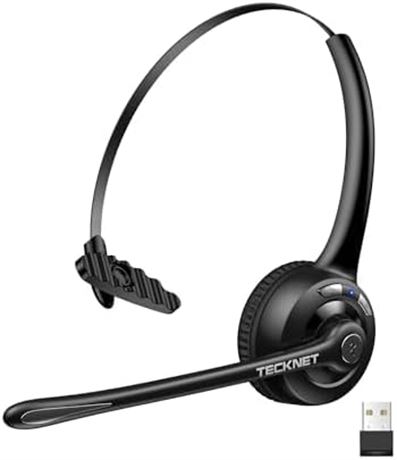 TECKNET Wireless Headset, Bluetooth Headphones with Noise Cancelling Mic