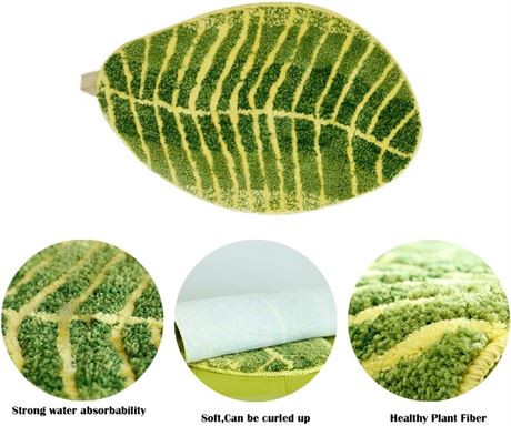Tropical Leaf Area Rug Mat Water-Absorbent Non-Slip Doormat 23.6x15.7in