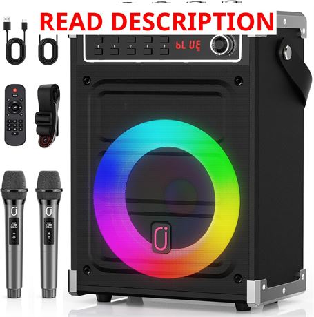 JYX Karaoke Machine with 2 Wireless Mics, Bluetooth Speaker, LED Light