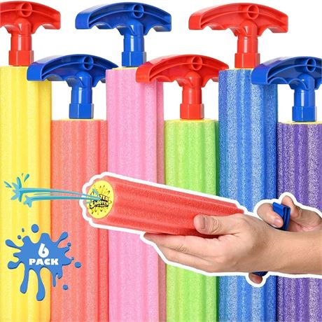 DraMosary 6PCS Foam Water Blasters, Summer Pool Toy Set for Kids Outdoor