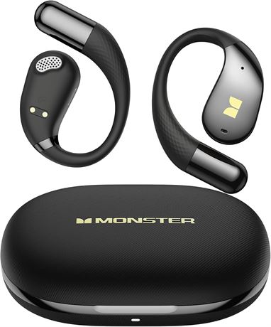 Monster AC328 Open Ear Wireless Earbuds, 32H Playtime, Bluetooth 6.0, Black