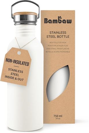 Gourde Bambaw 24oz Acier Inoxydable Blanche Réutilisable