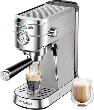Machine espresso CASABREWS 20 bars compacte avec mousseur à lait réservoir