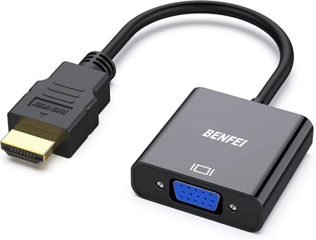 Adaptateur HDMI-VGA BENFEI plaqué or, PC/TV/projecteur