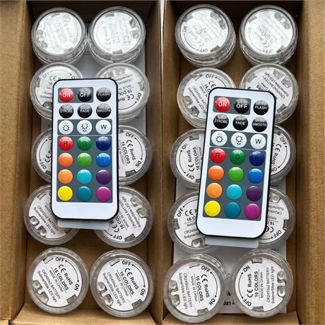 Submersible Waterproof LED Lights with Remote 20-Pack