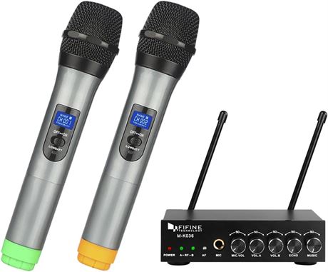 FIFINE UHF Dual Channel Wireless Handheld Microphone System-K036