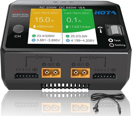 Chargeur batterie HOTA D6 Pro double canal 15A RC Lipo rapide
