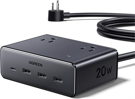 Multiprise UGREEN GaN 8-en-1 20W 4 prises 4 ports USB rallonge 1.5m