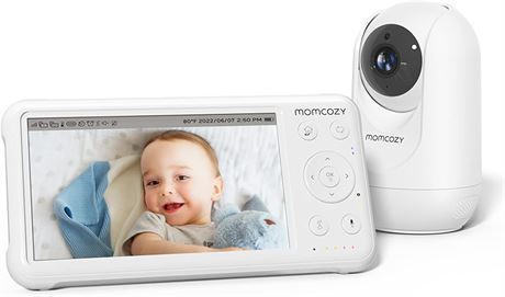 Momcozy Video Baby Monitor 1080P 5-Inch HD, IR Night Vision, 2-Way Audio