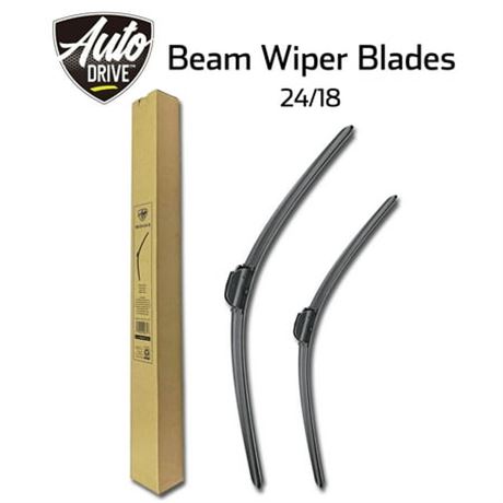 AutoDrive Silicone Wiper Blade Set 24"/18", Easy Install, Jeep/Chevy & More