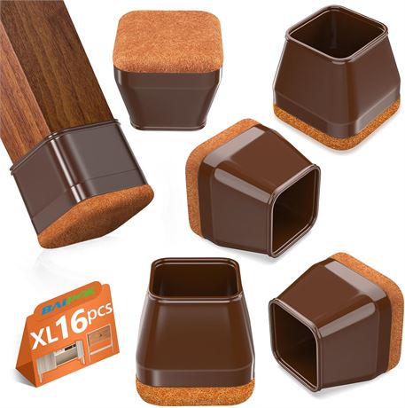 16PCS Silicone Chair Leg Protectors with Felt Pads, XL Fit 1.46”-1.77”